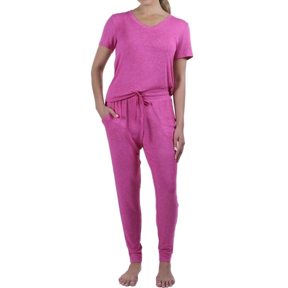 Natori Other - N Natori Women's Jogger and Short Sleeve Top Lounge PJ Set Pink NWT